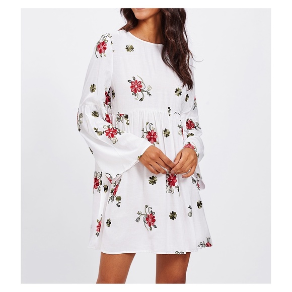 MBM Unlimited Dresses & Skirts - White Floral Embroidered Shift Dress